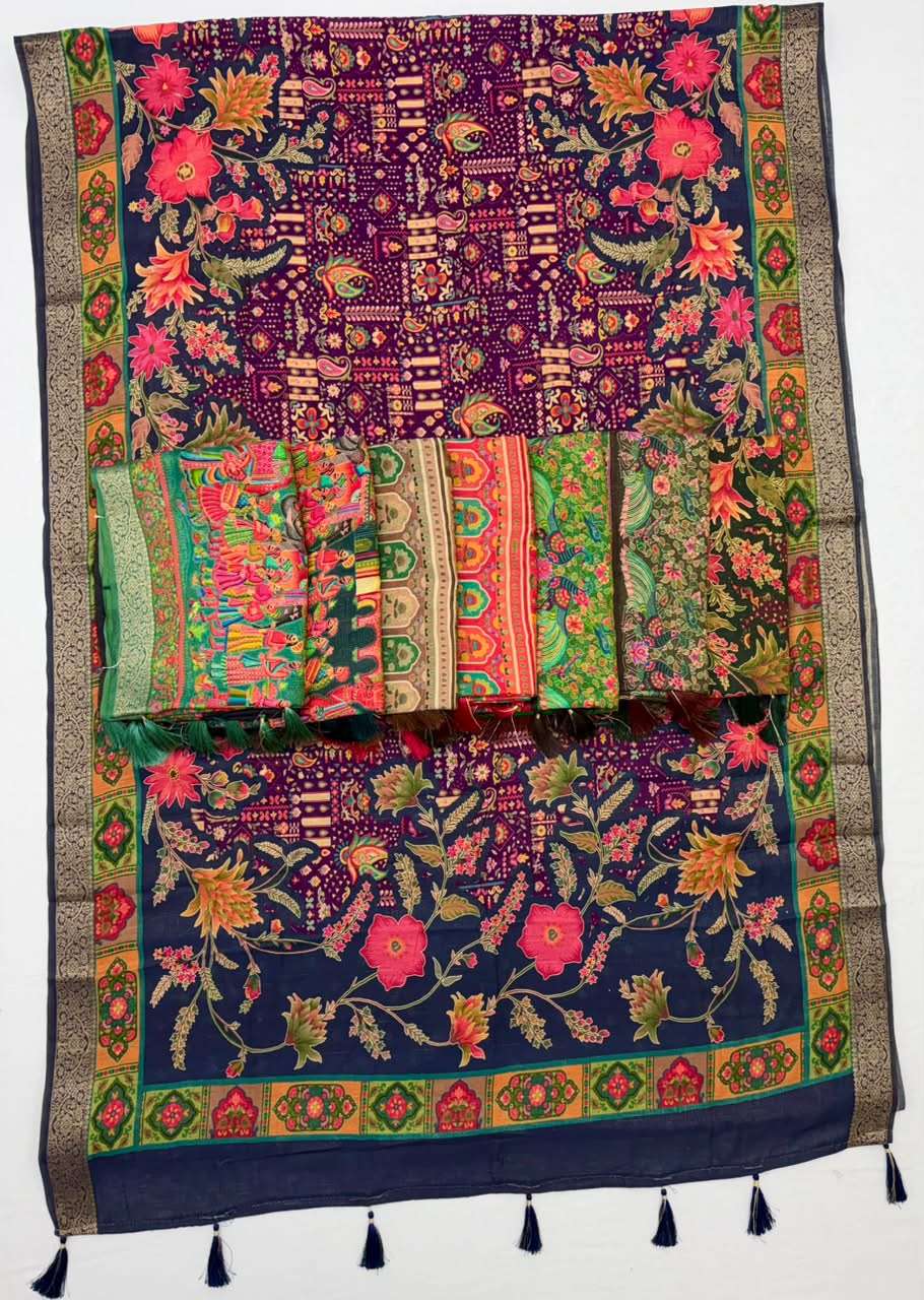 RajMata Series Aahana Soft Nylon Viscous fabric Multicolor Direct Print on saree wholesale in surat